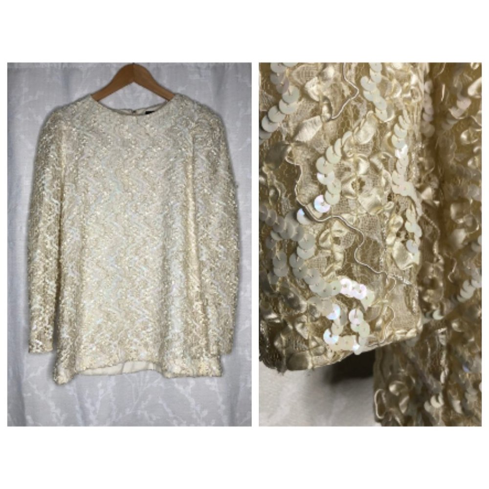 Vintage Sequence White Top Elegant 12